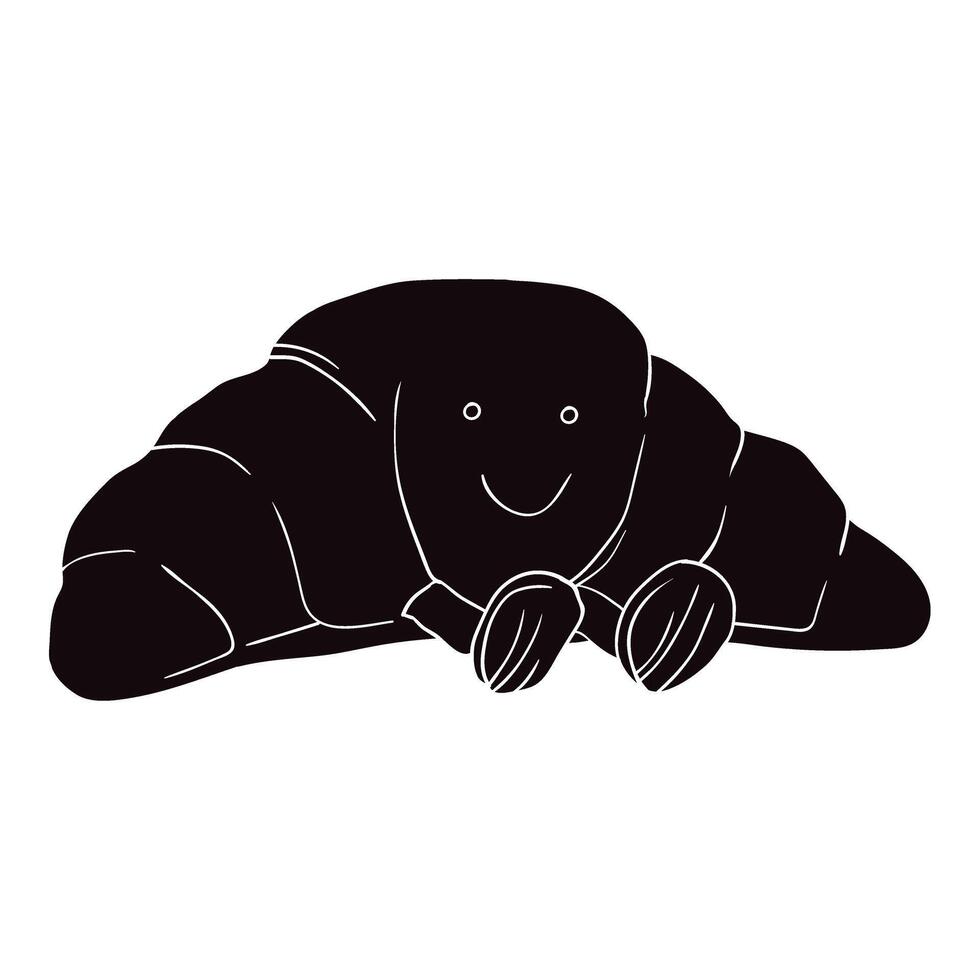 a black and white illustration of a croissant vector