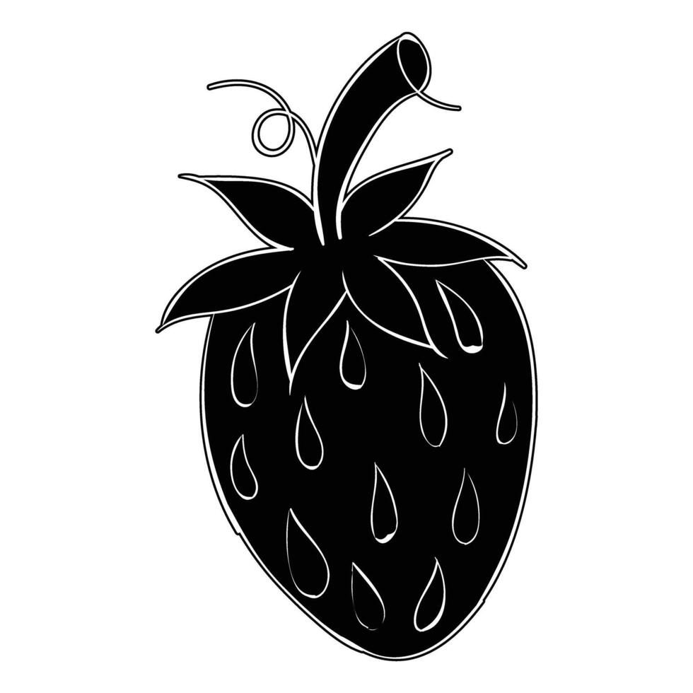 a black and white drawing of a strawberry vector