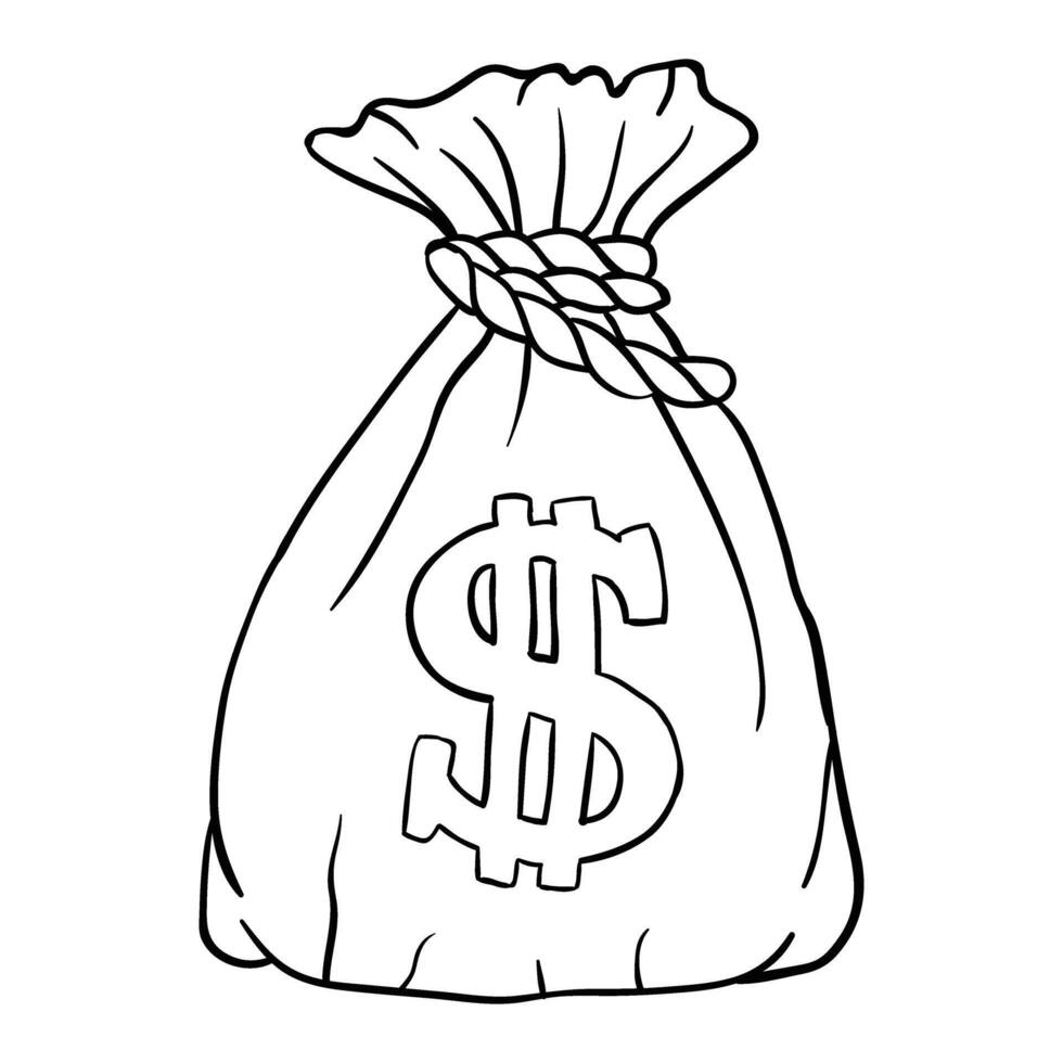 money bag with dollar sign coloring page vector
