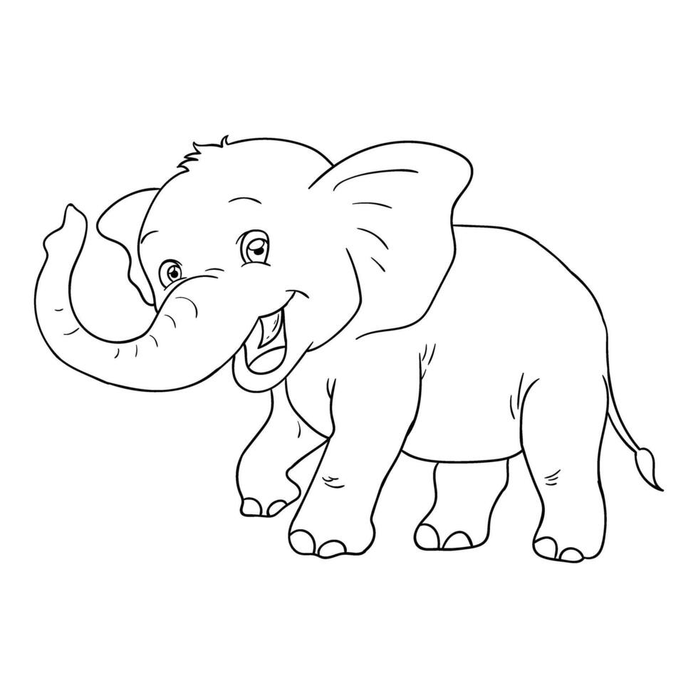 an elephant coloring page for children vector