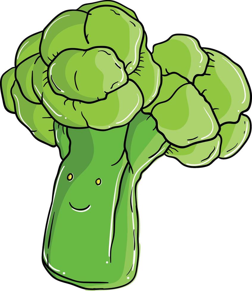 a cartoon broccoli with a smile on its face vector