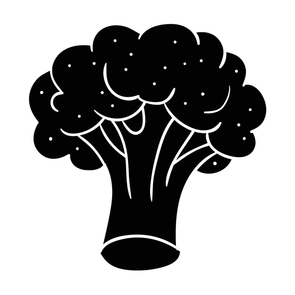 a black and white illustration of a broccoli vector
