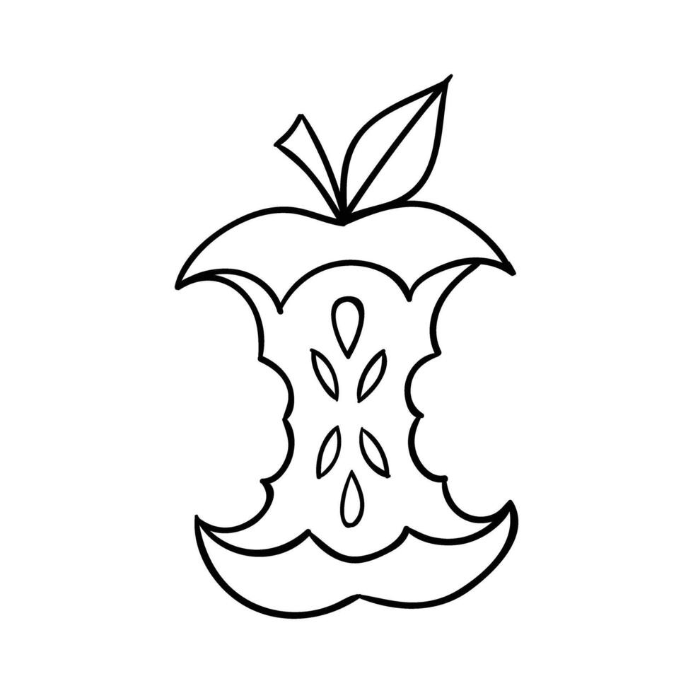 an apple is shown in a line drawing vector