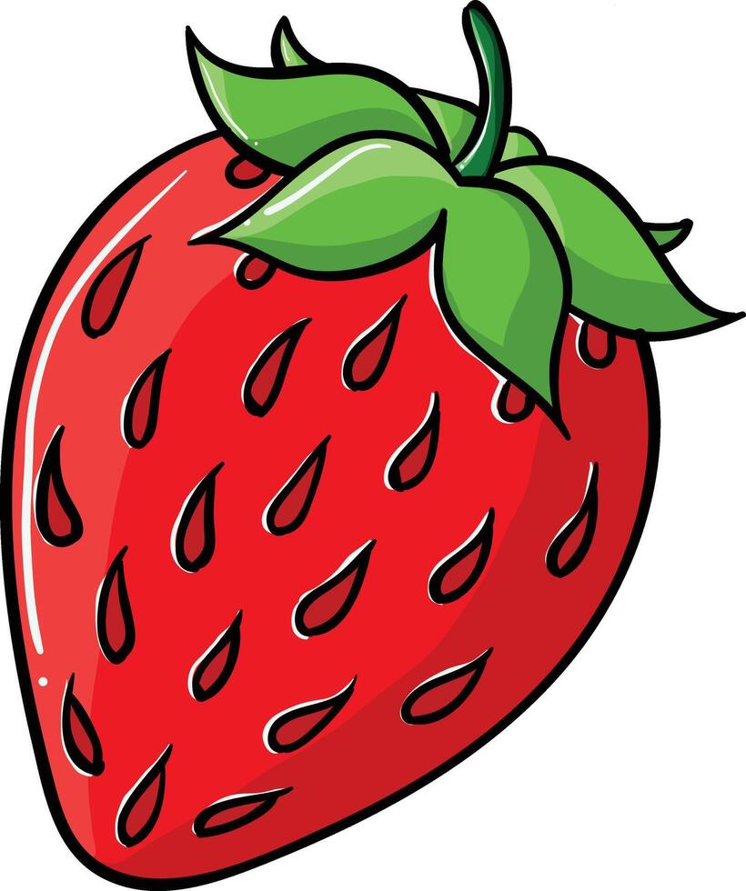 a strawberry with leaves and a green stem vector