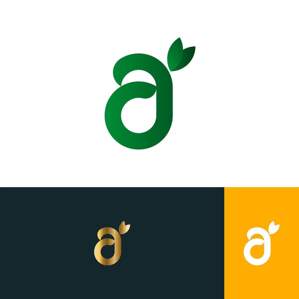 letter A logo design, combination A with leaf vector