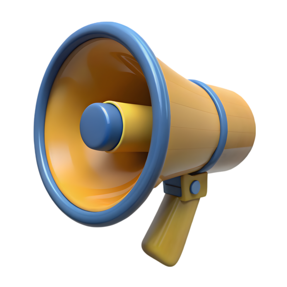 a yellow megaphone on a transparent background png