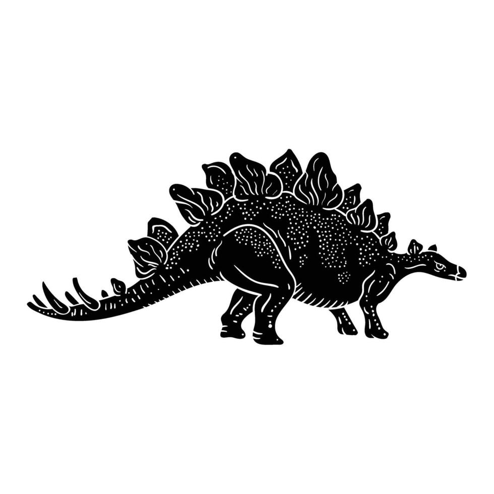 a black and white drawing of a dinosaur vector