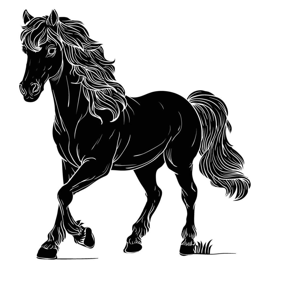 black and white illustration of a horse vector