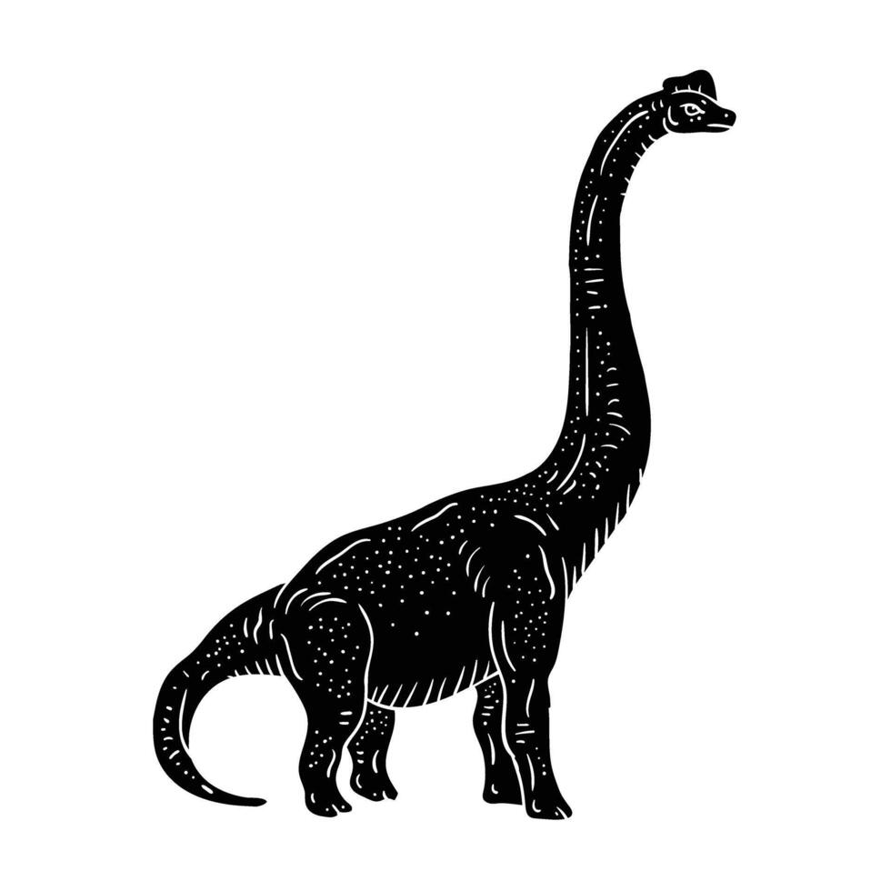 a drawing of a dinosaur with a long neck vector