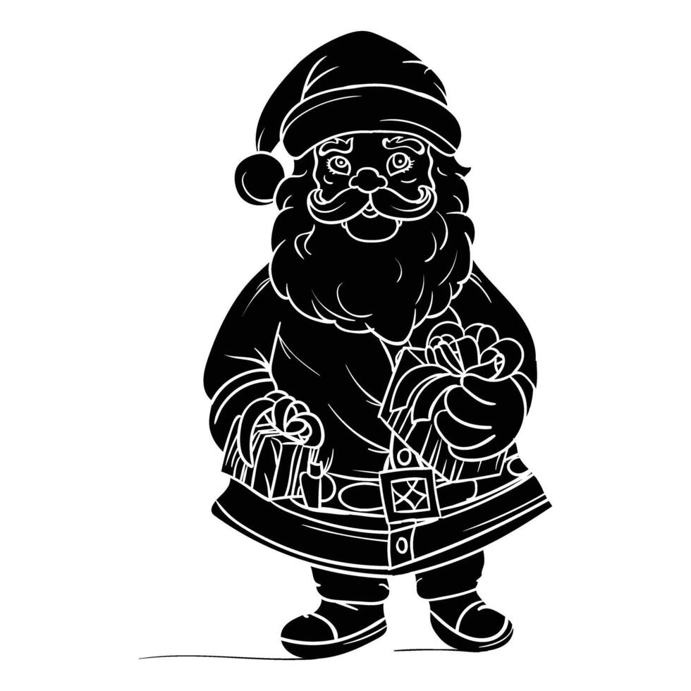 santa claus with gift box illustration vector