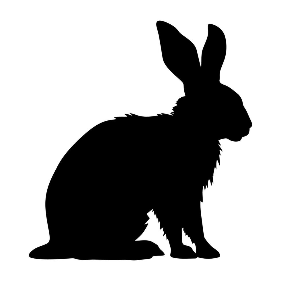 Silhouette of a sitting rabbit black illustration. vector
