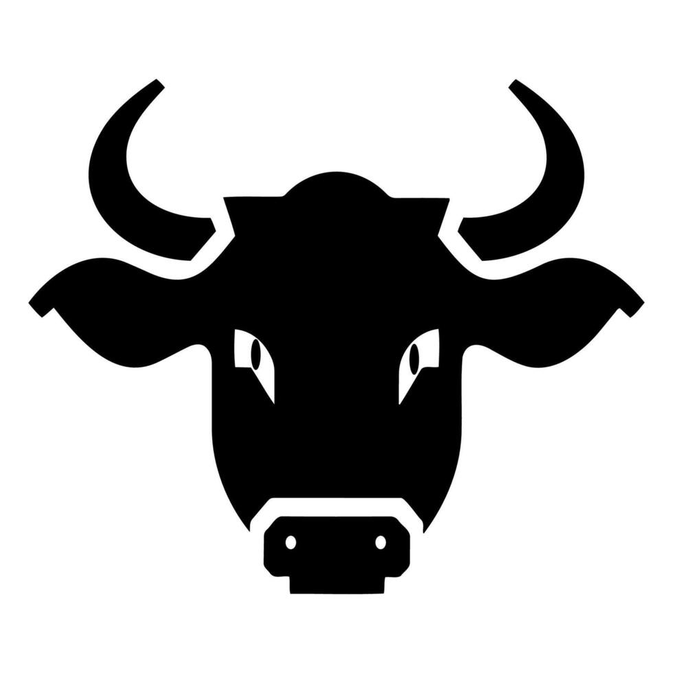 Stylized cow head graphic design. Black silhouette illustration. vector