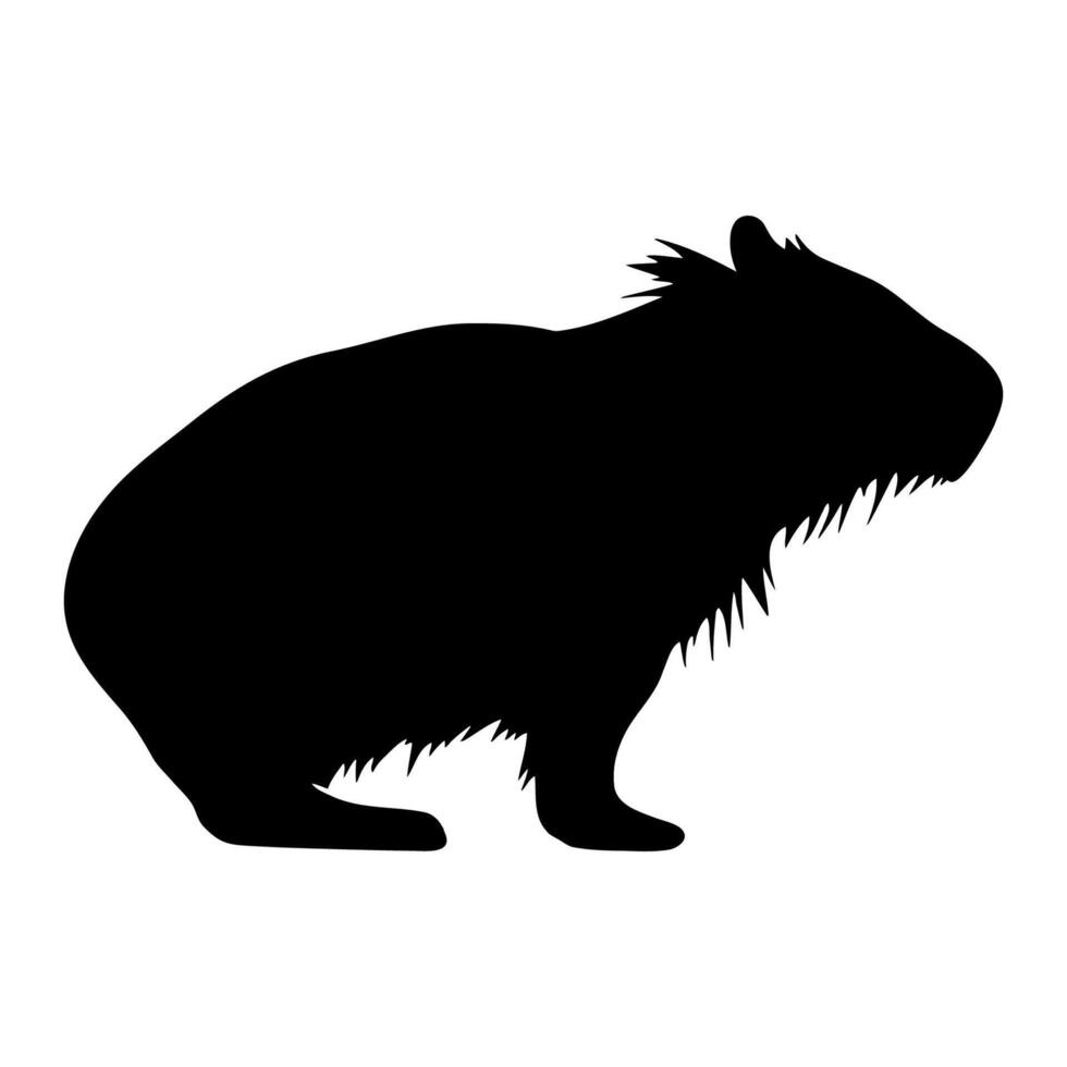 Capybara black silhouette illustration. vector