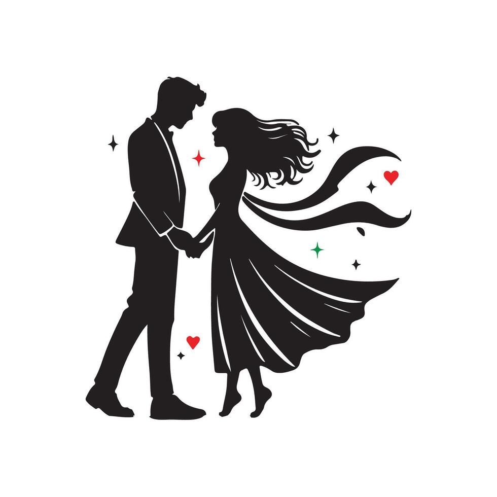Silhouette of a Romantic Couple vector