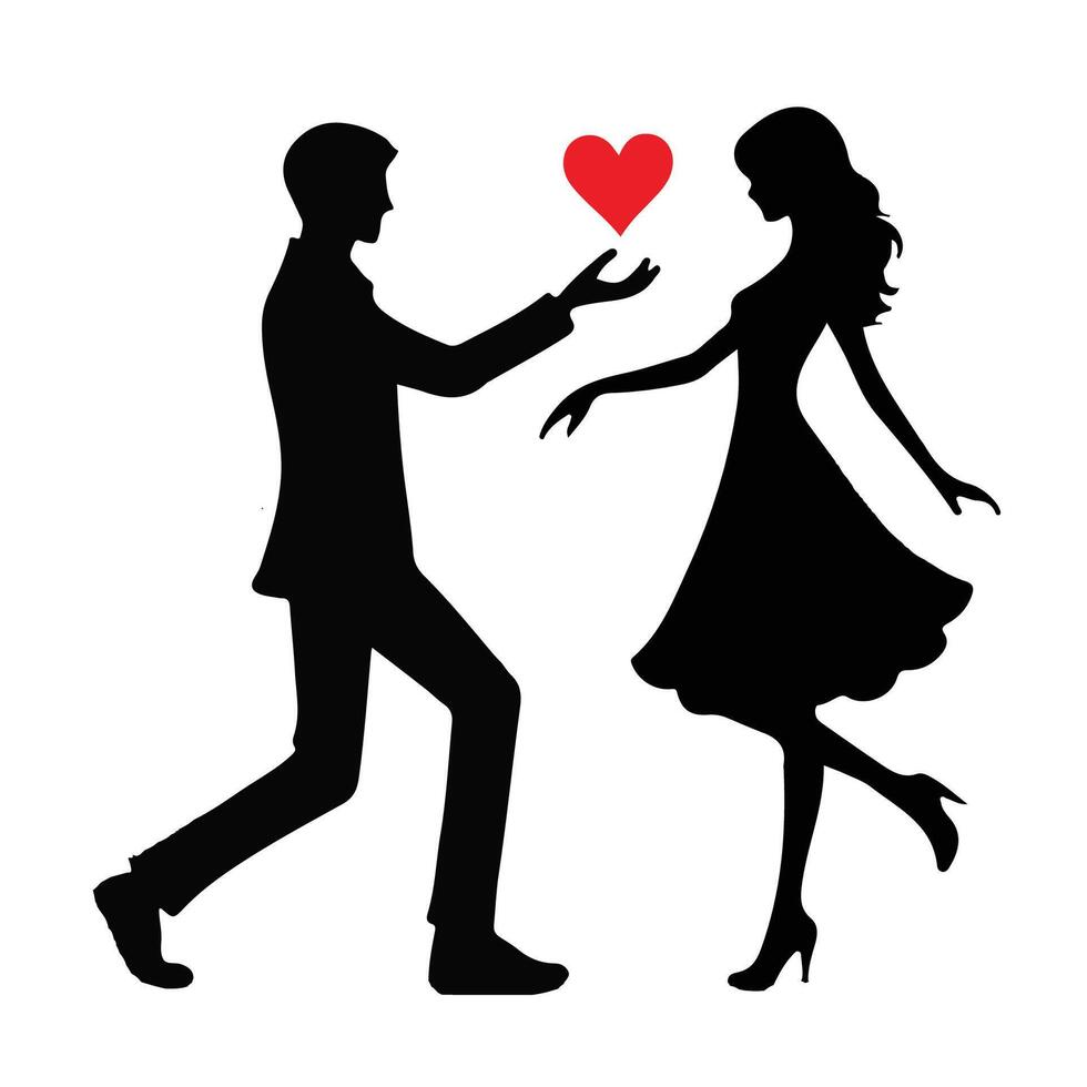 Silhouette Of Romantic Lovers vector