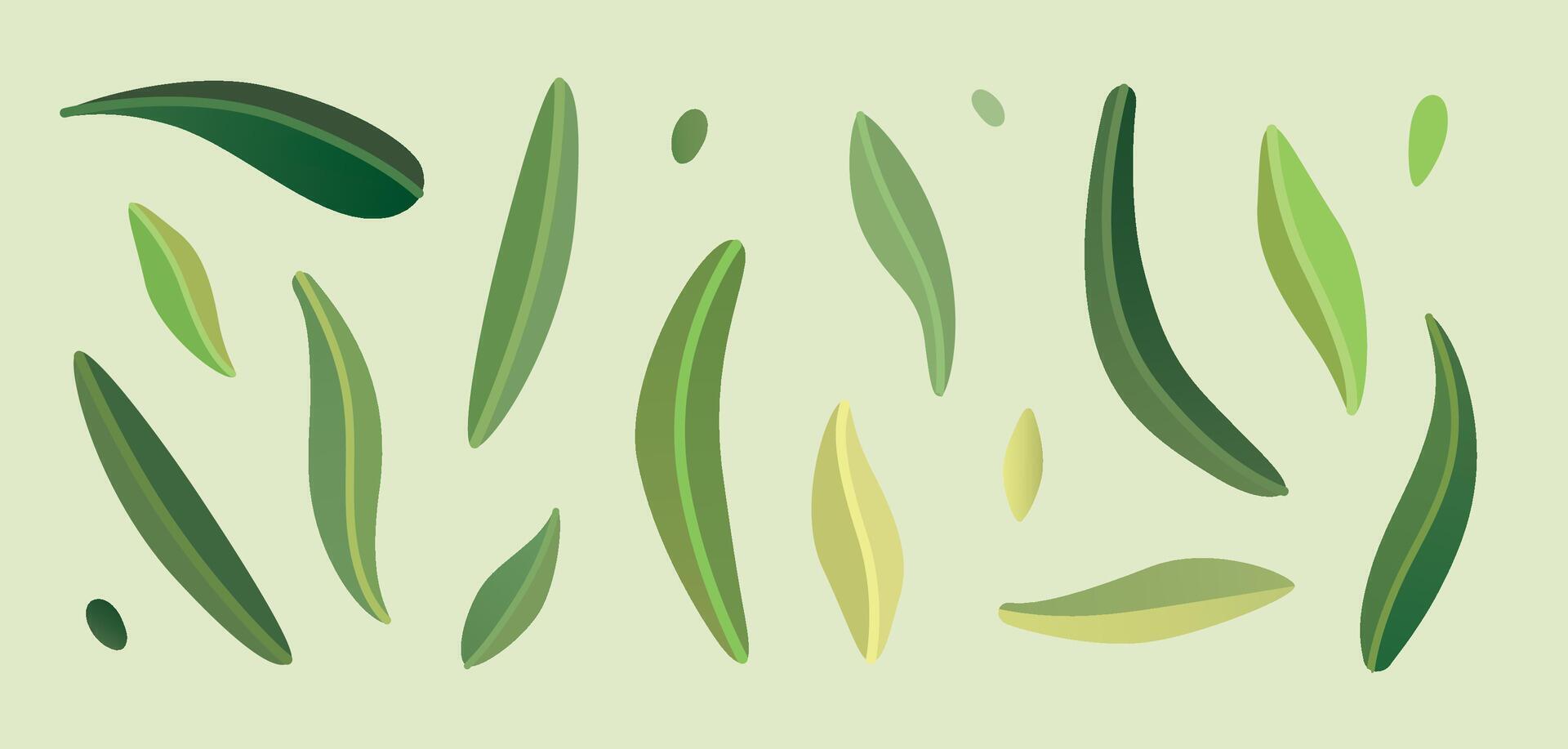 Bright green leaves set vector