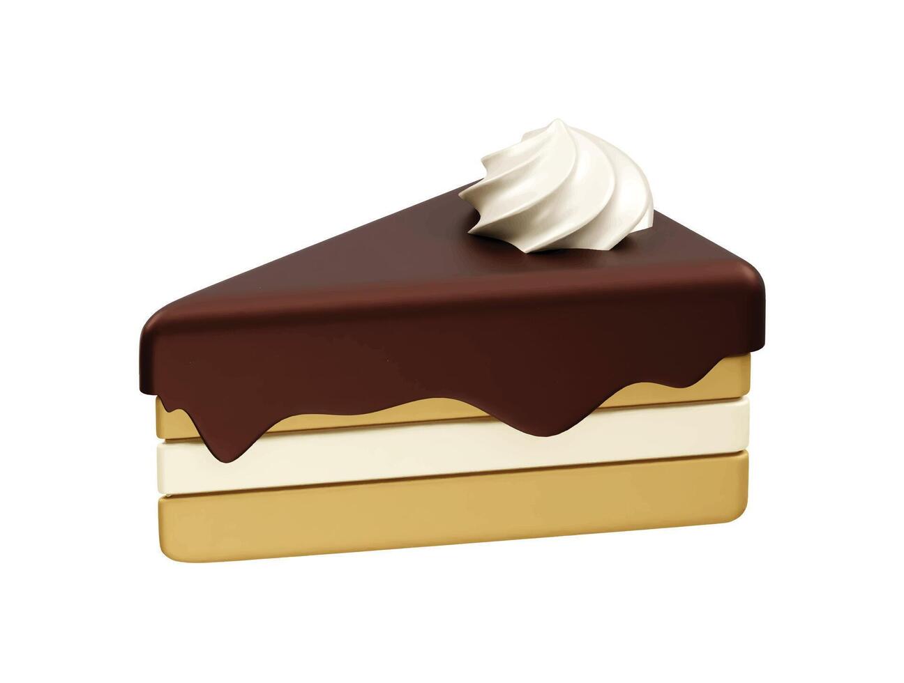 A piece of cake with whipped cream on top vector