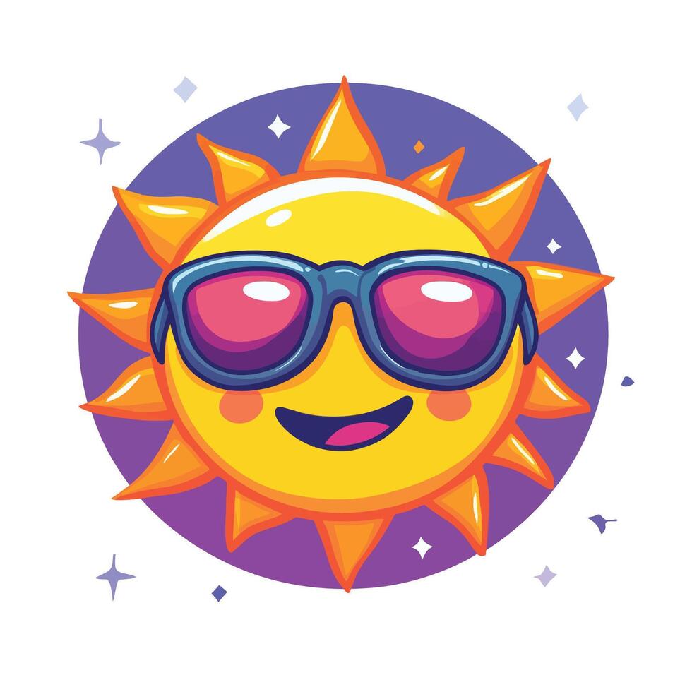 and Cartoon Sun with Sunglasses Icon vector