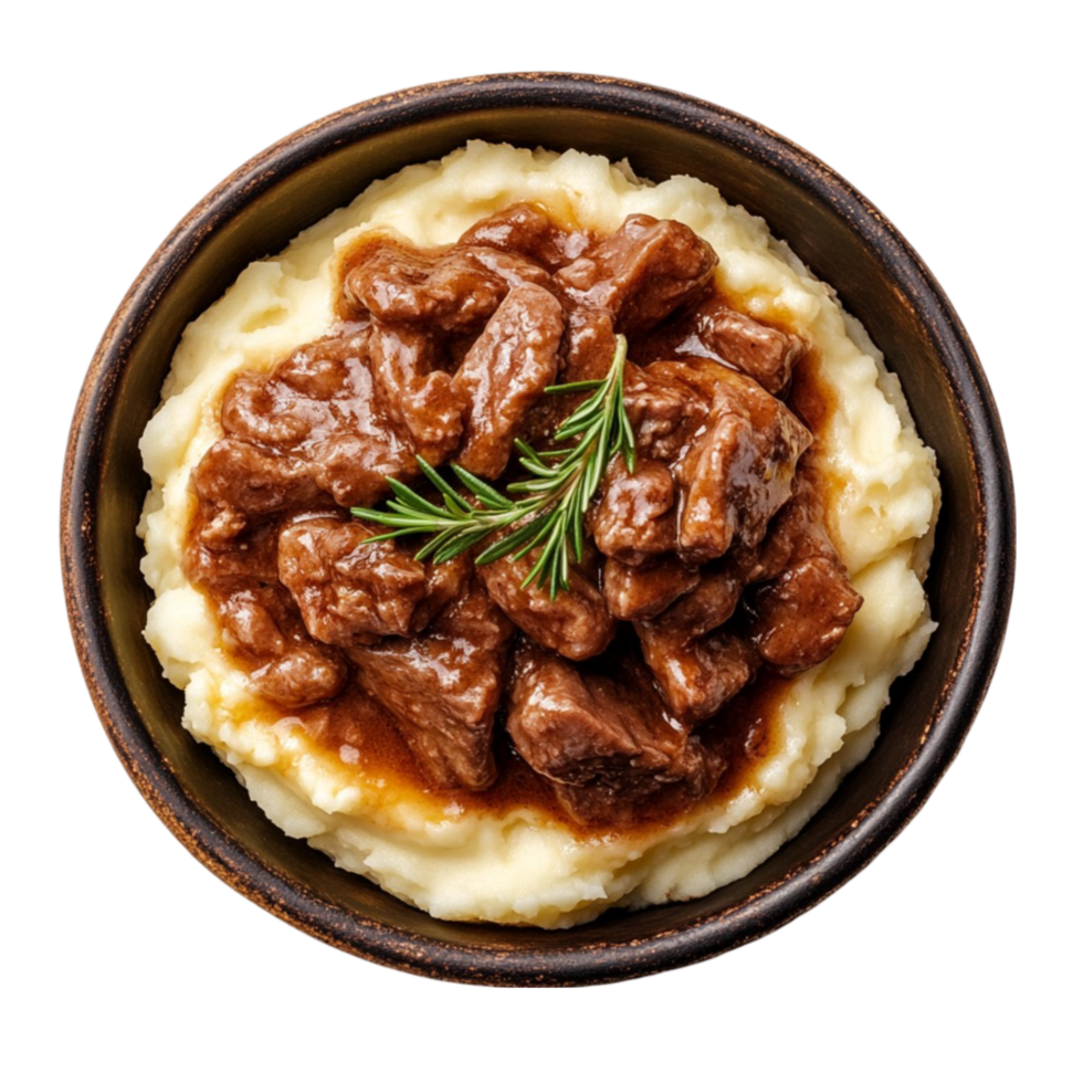 Beef stew with mashed potatoes png