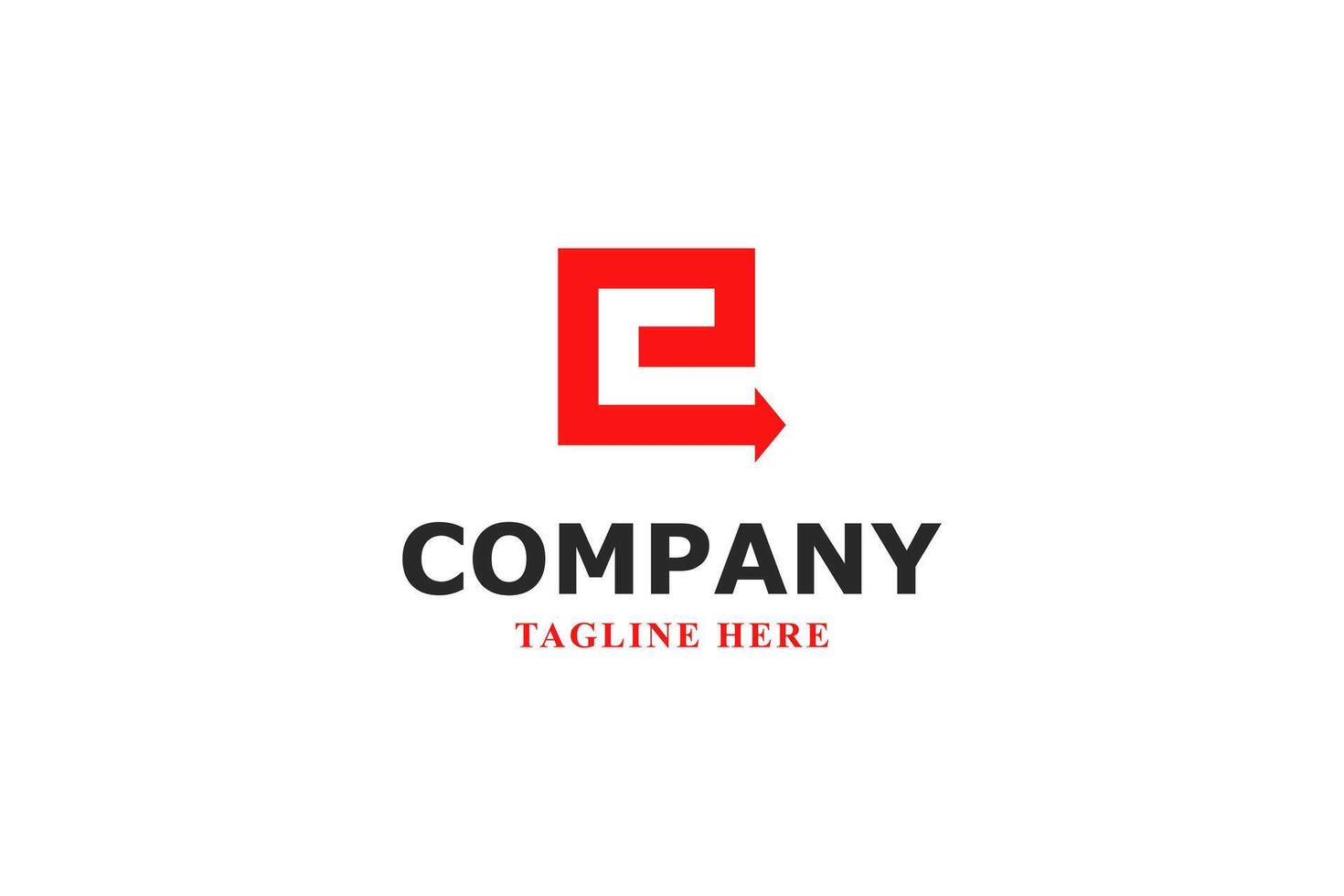 letter e red arrow logo design vector