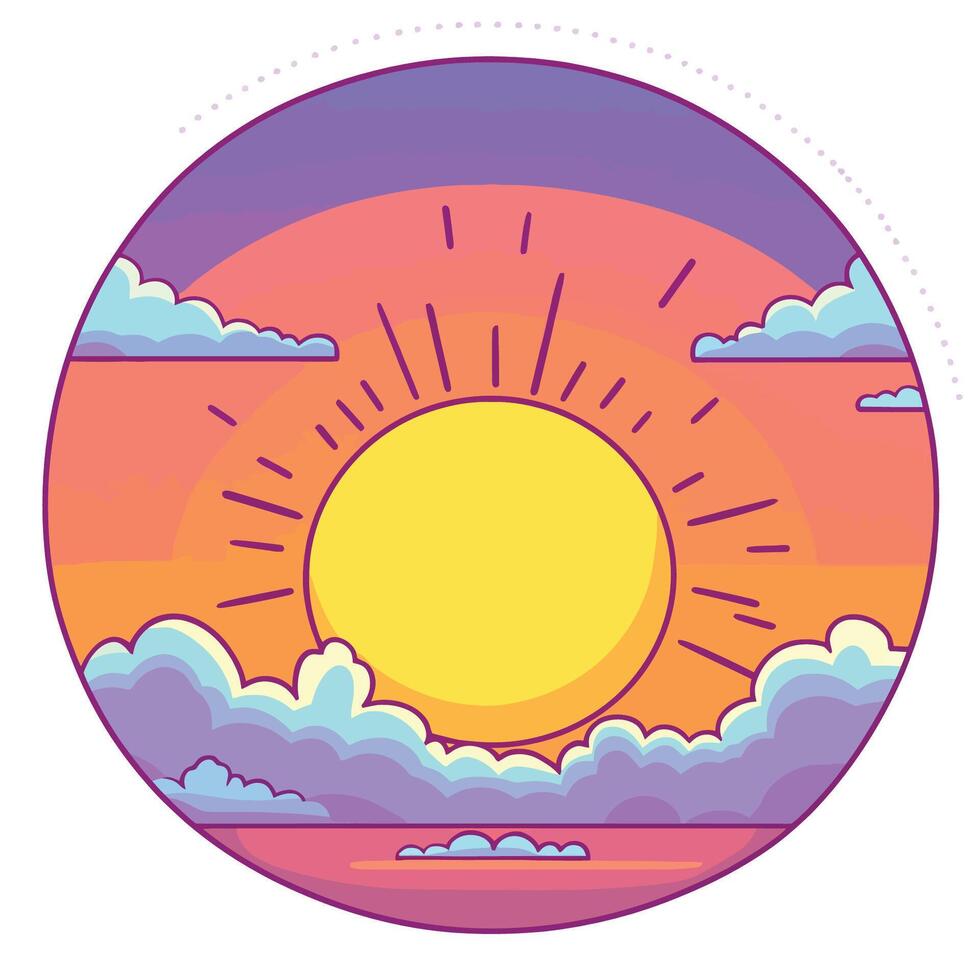 Cartoon Sunrise Icon Sunrise Illustration vector