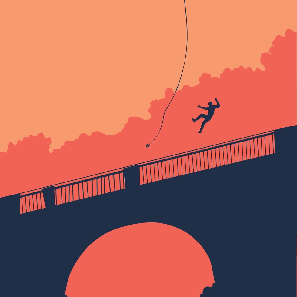 Bungee Jumping Off a Bridge Illustration vector