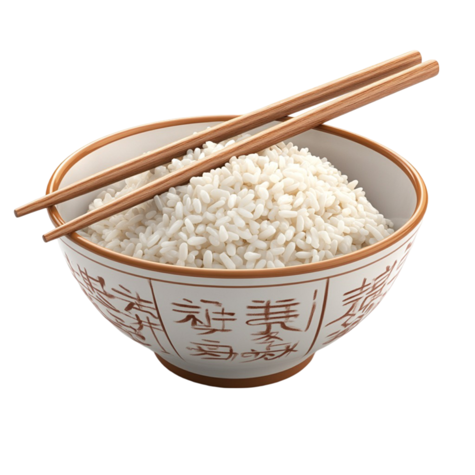 A bowl of rice with chopsticks in it png