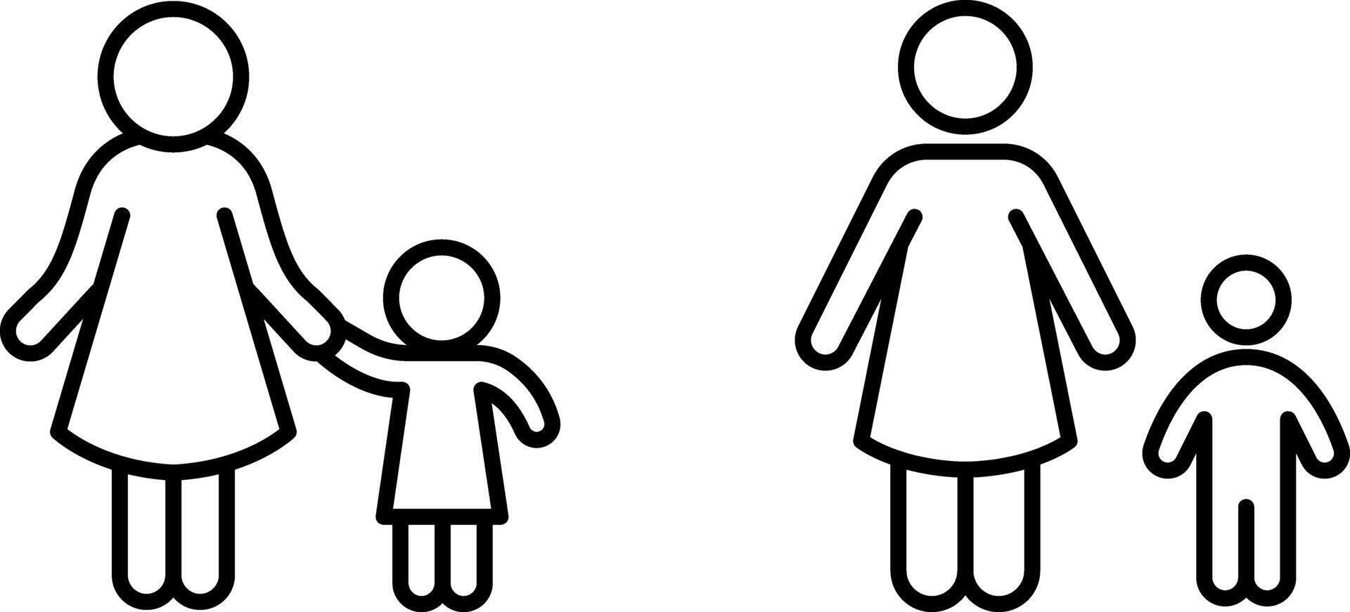 Mother and Child Thin Line Icon - Family and Love Symbol vector
