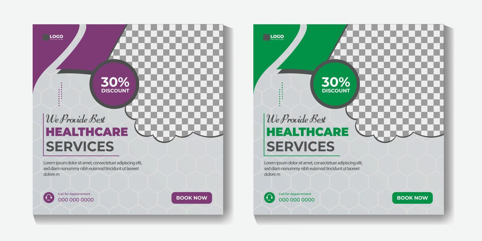 medical healthcare center social media post template. web banner advertising. vector