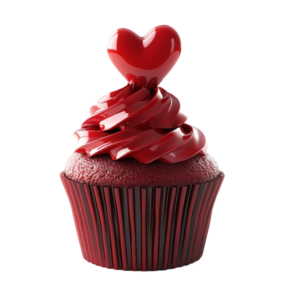 Valentine's Red Cupcake With Heart Design png