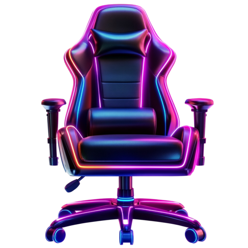 A gaming chair with neon lights png