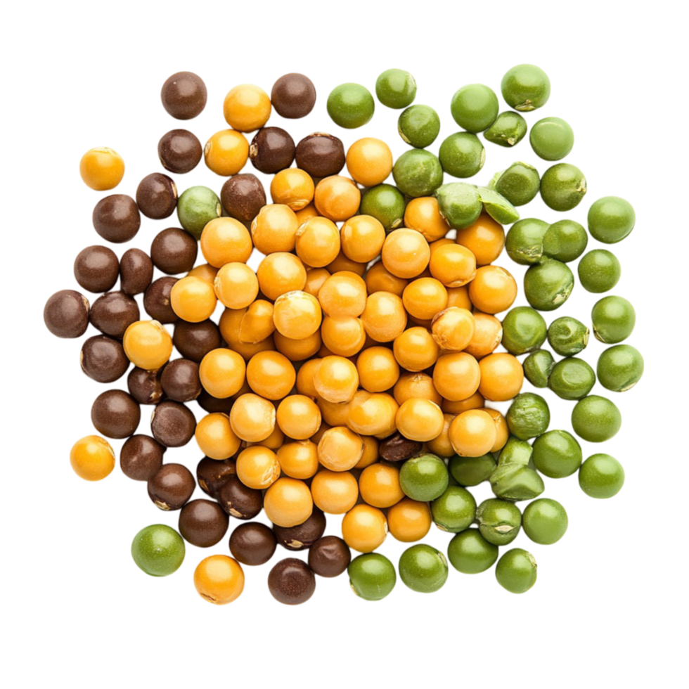 A bunch of green, yellow and brown peas png