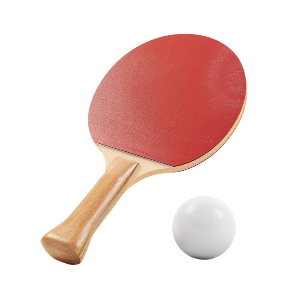 3D Table Tennis Racket and Ball Isolated on Transparent Background png