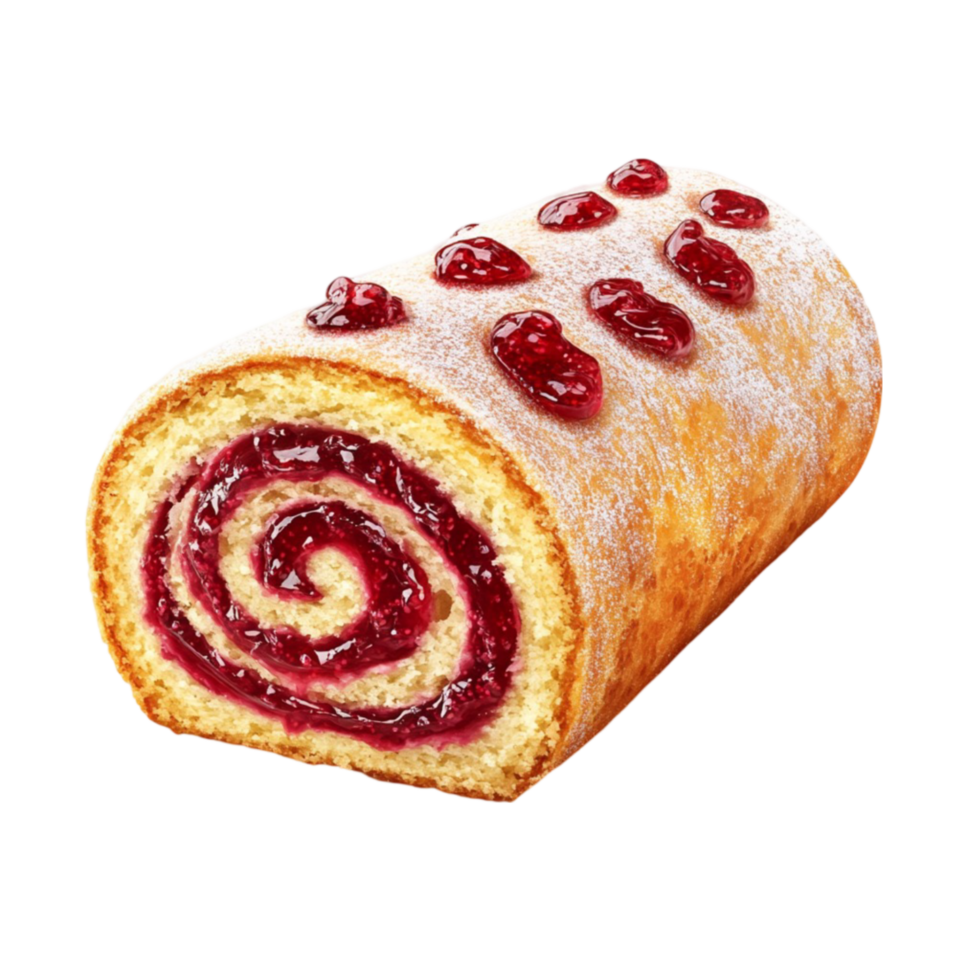 A roll of pastry with a cherry filling png