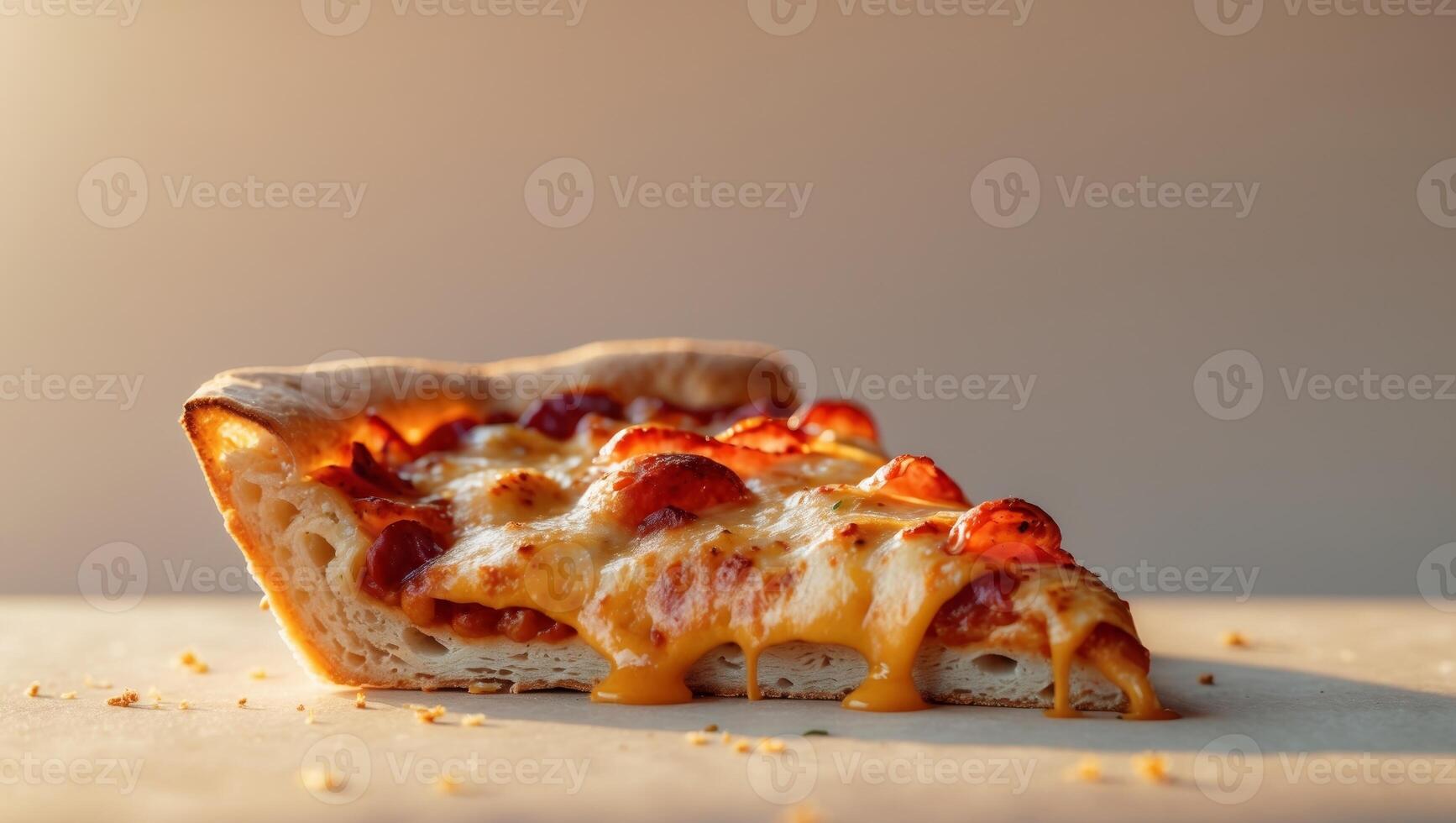 Delicious Pizza Slice with Gooey Cheese in Daylight photo