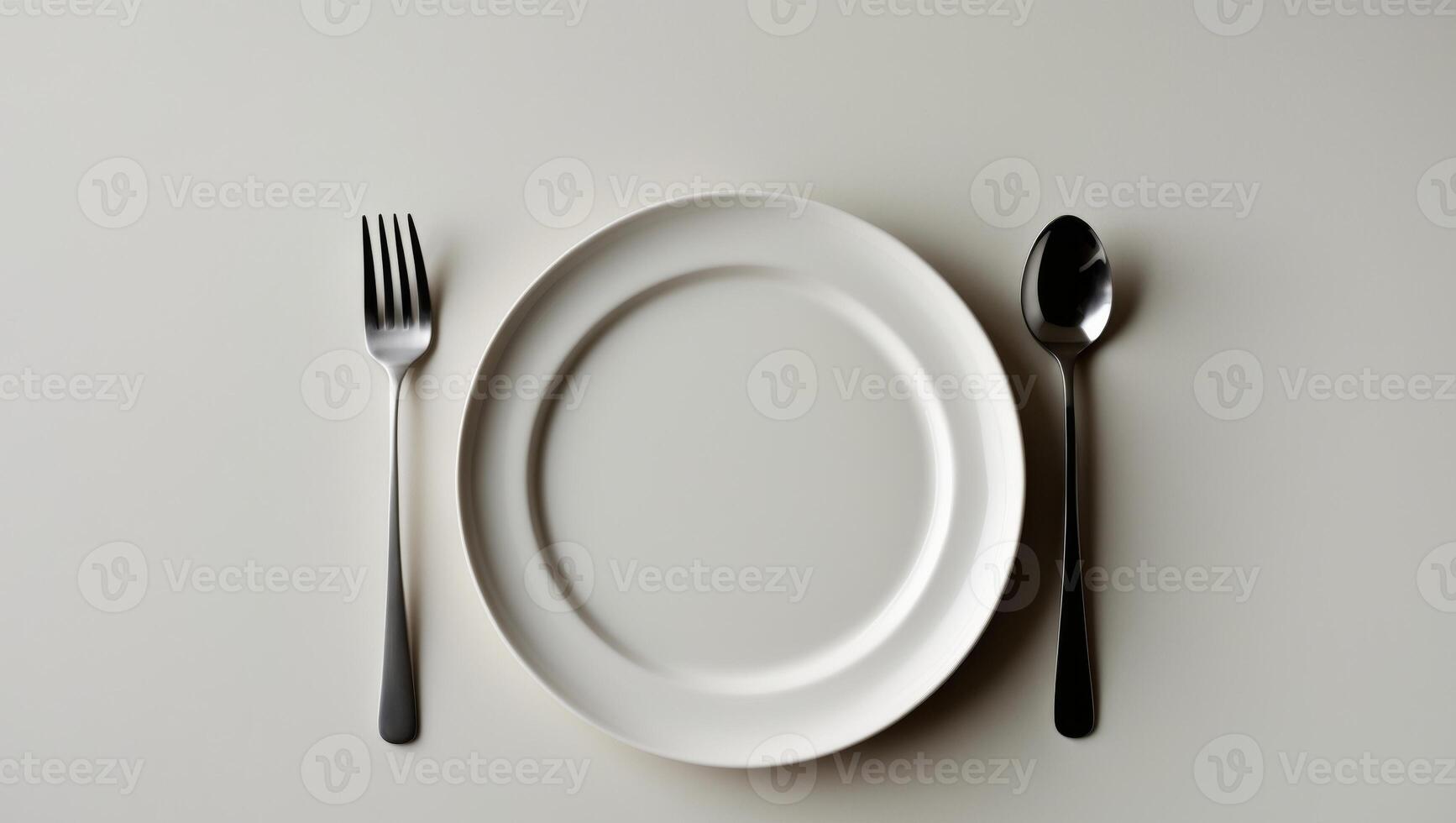 there is a plate with a fork and a spoon on it photo