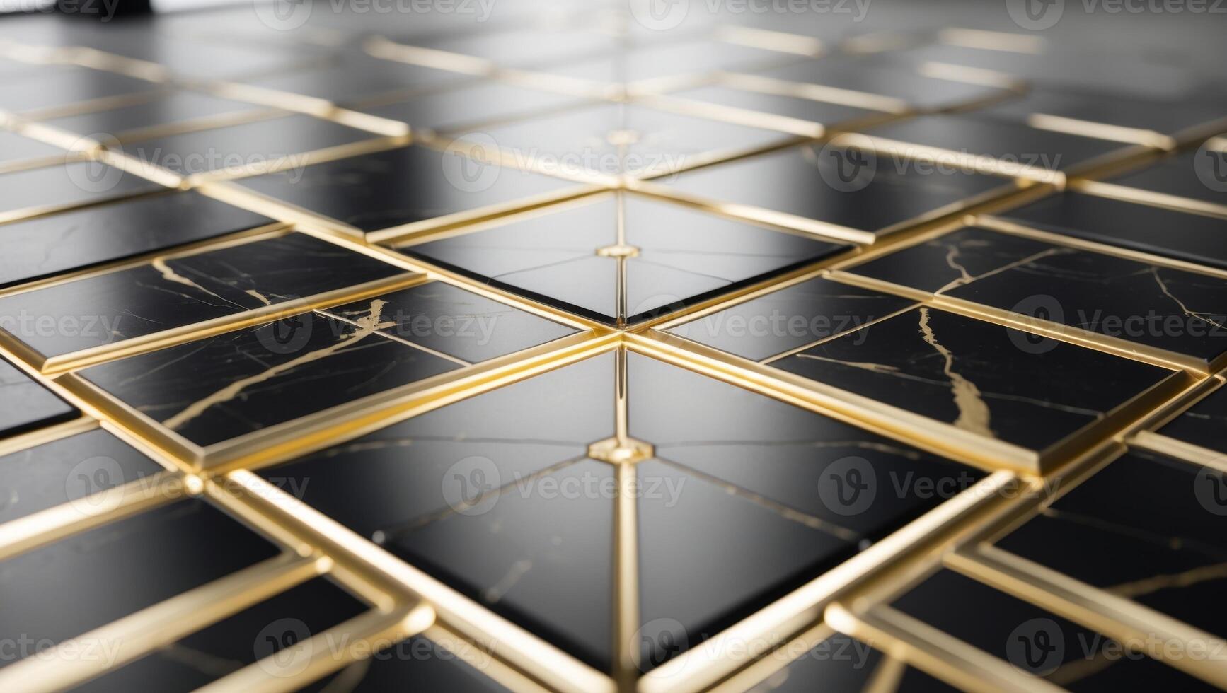 a close up of a black and gold tiled floor photo