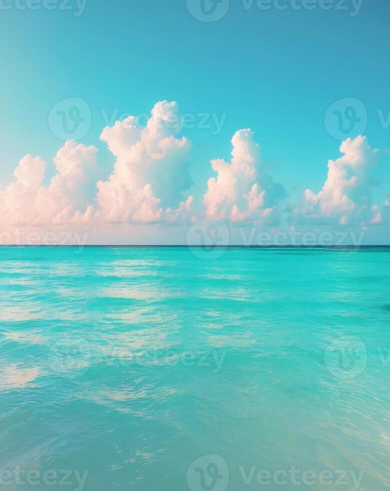 Tropical turquoise ocean with clear skies photo