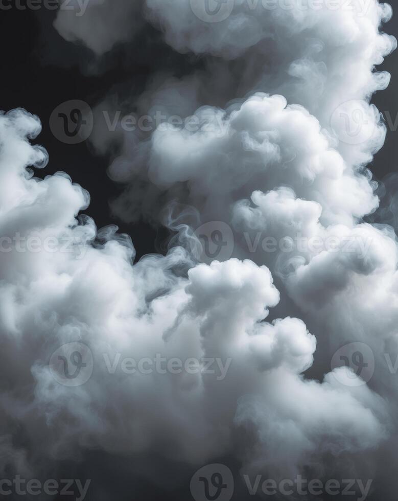 A black and white photo of a cloud with white smoke