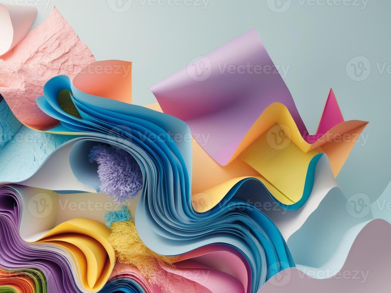 A colorful paper art piece with many different colors photo