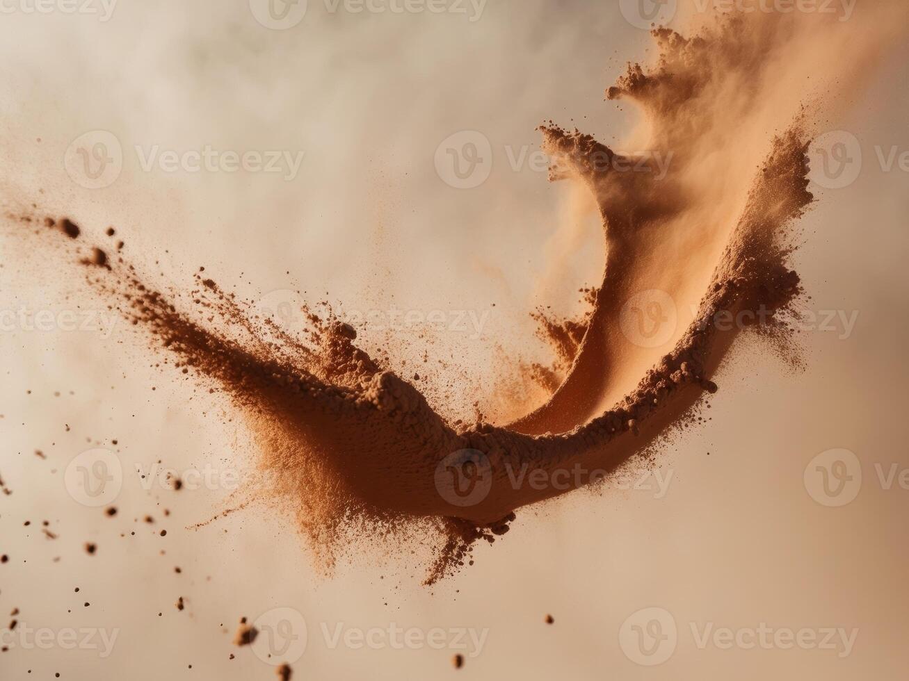 Dynamic Splash of Brown Powder in Motion photo