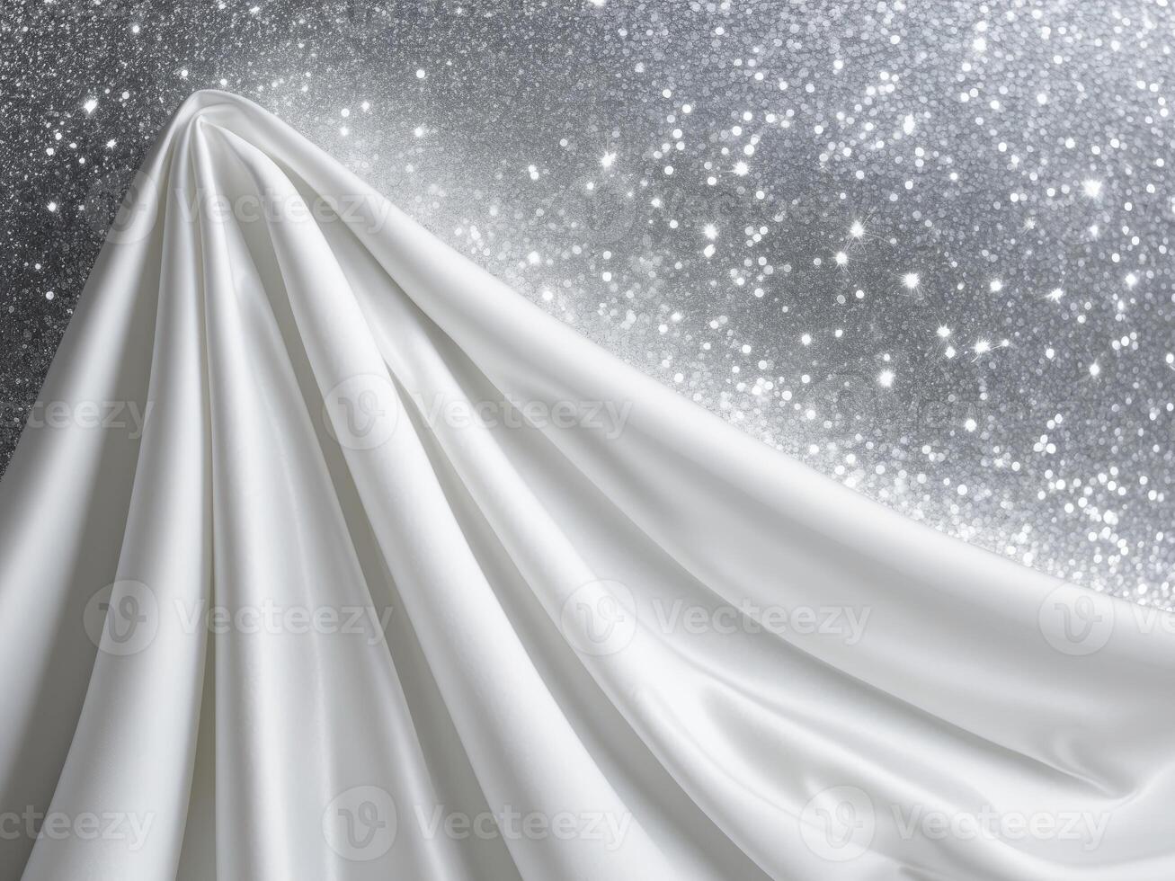 Elegant White Fabric with Silver Glitter Sparkle Festive Background photo