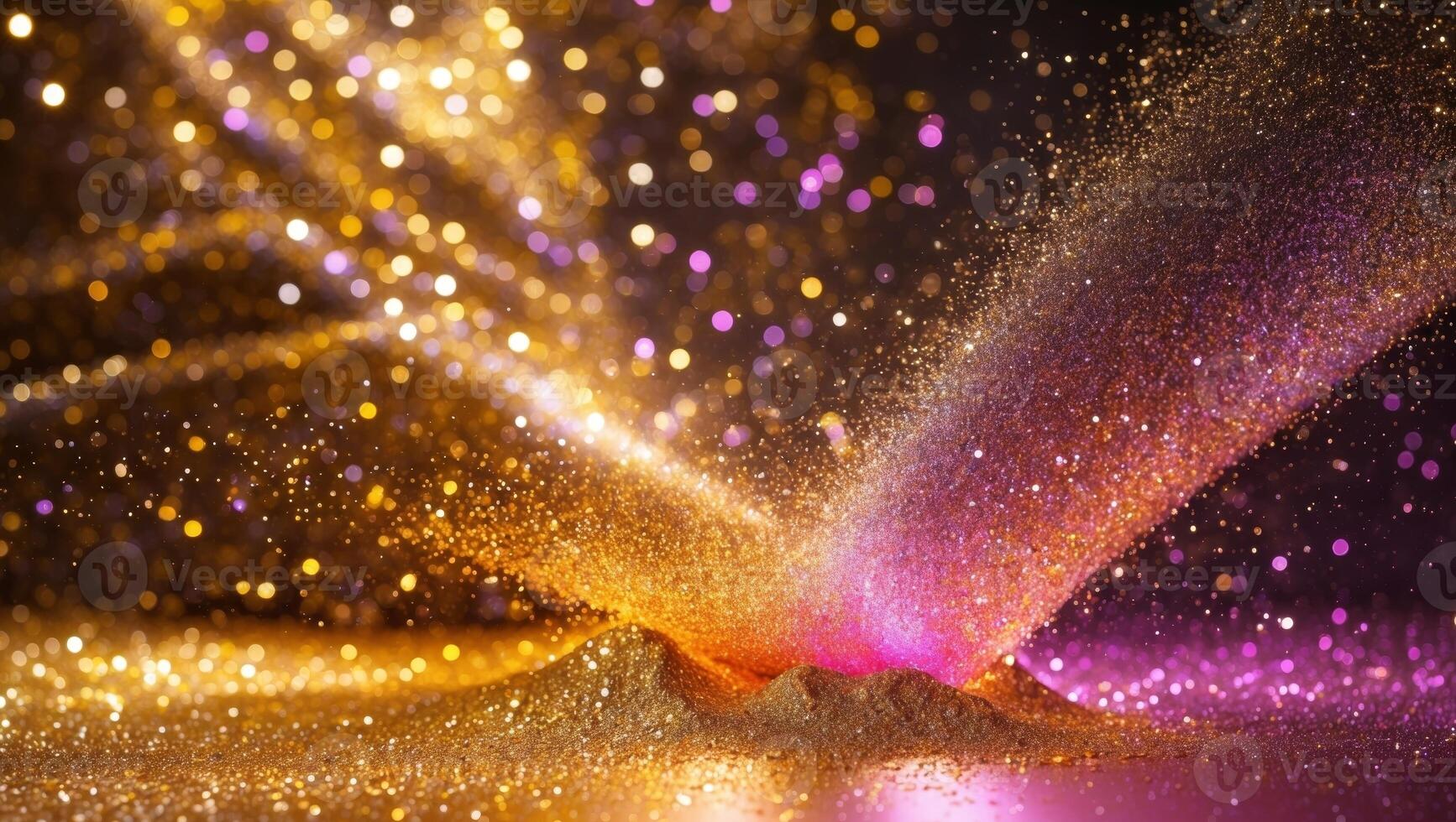 An abstract golden glitter background with bright lighting and vivid hues forming a beautiful and energetic visual with luxurious tones photo