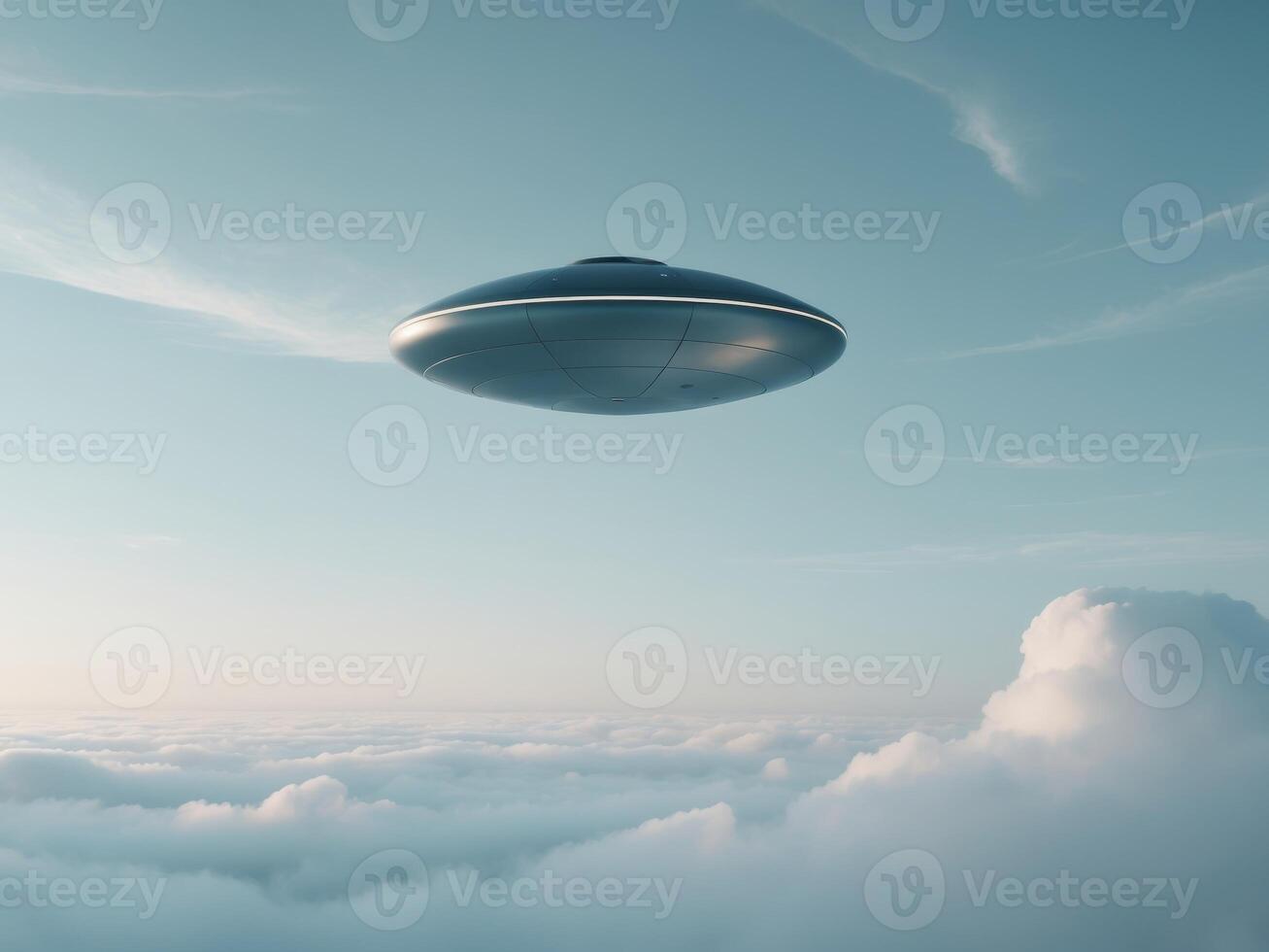 Unidentified flying object above a cloudy sky photo