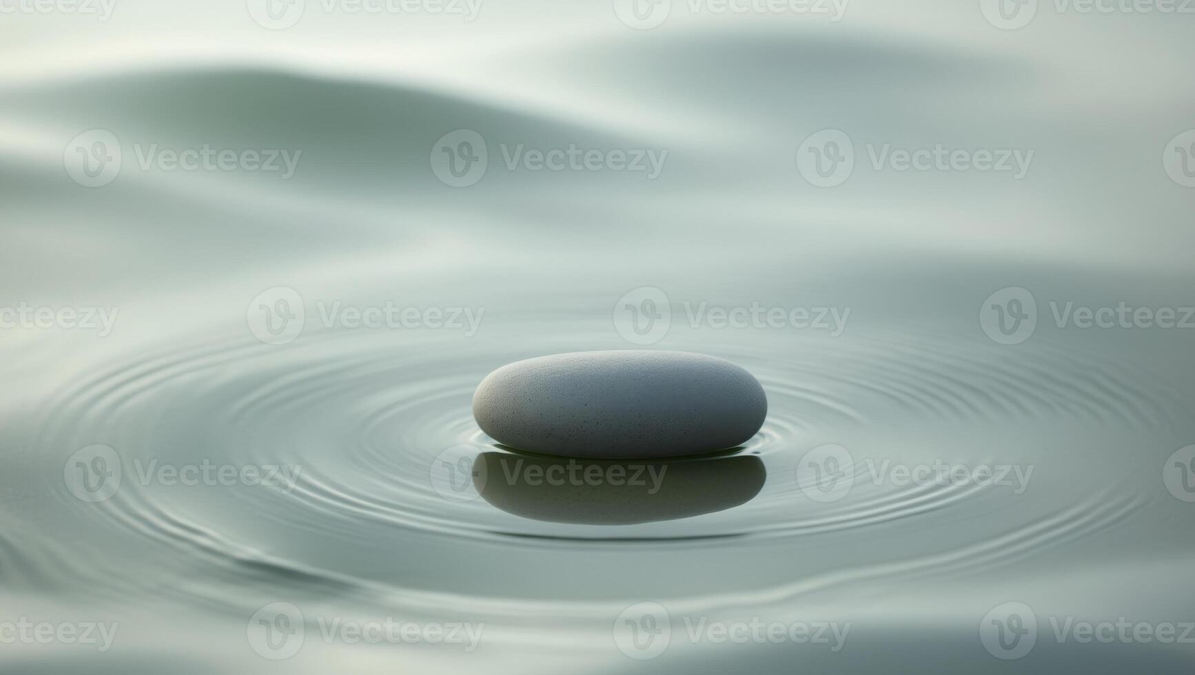 Smooth pebble in water symbol of fragility photo