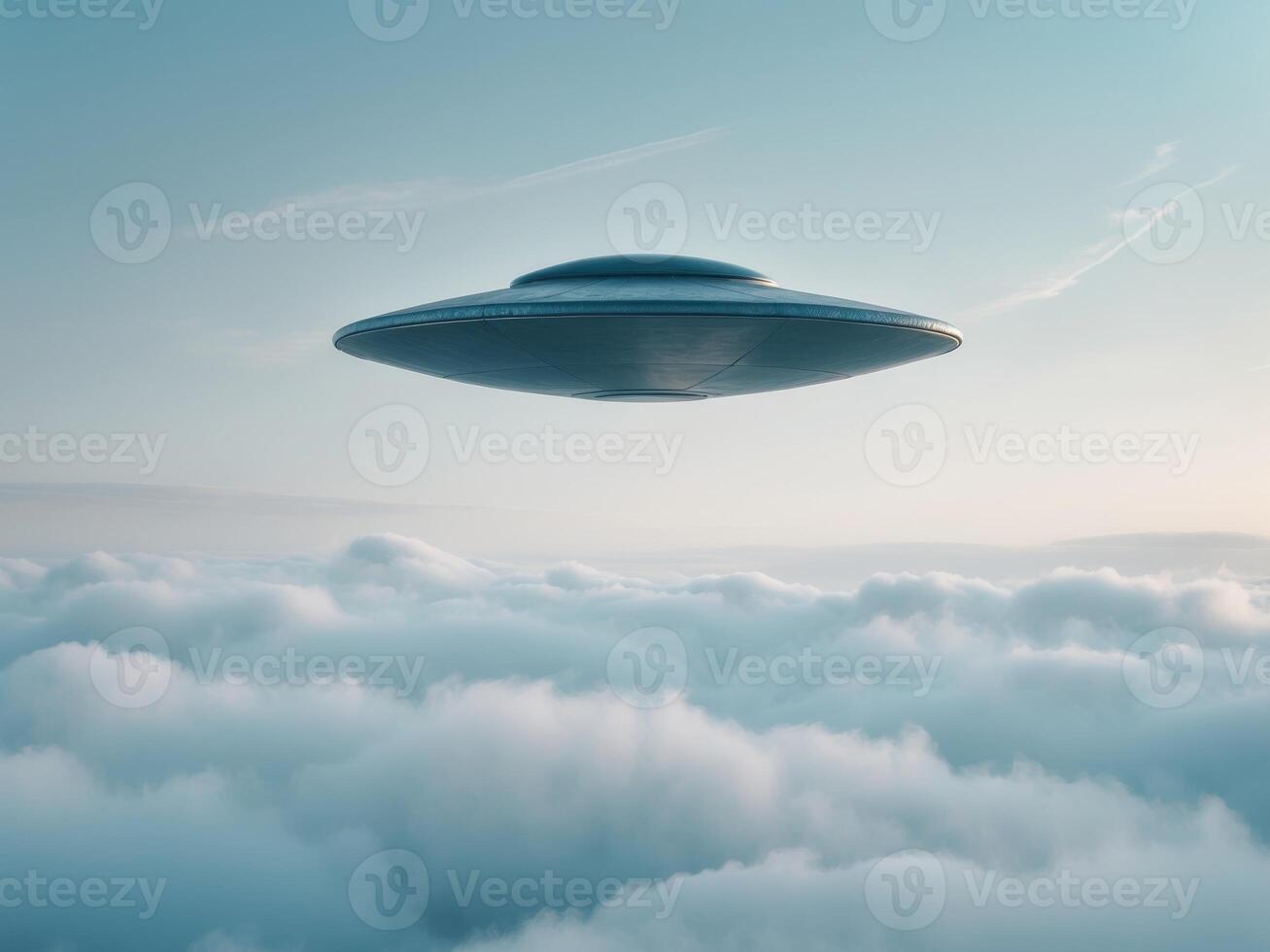 Unidentified flying object above a cloudy sky photo