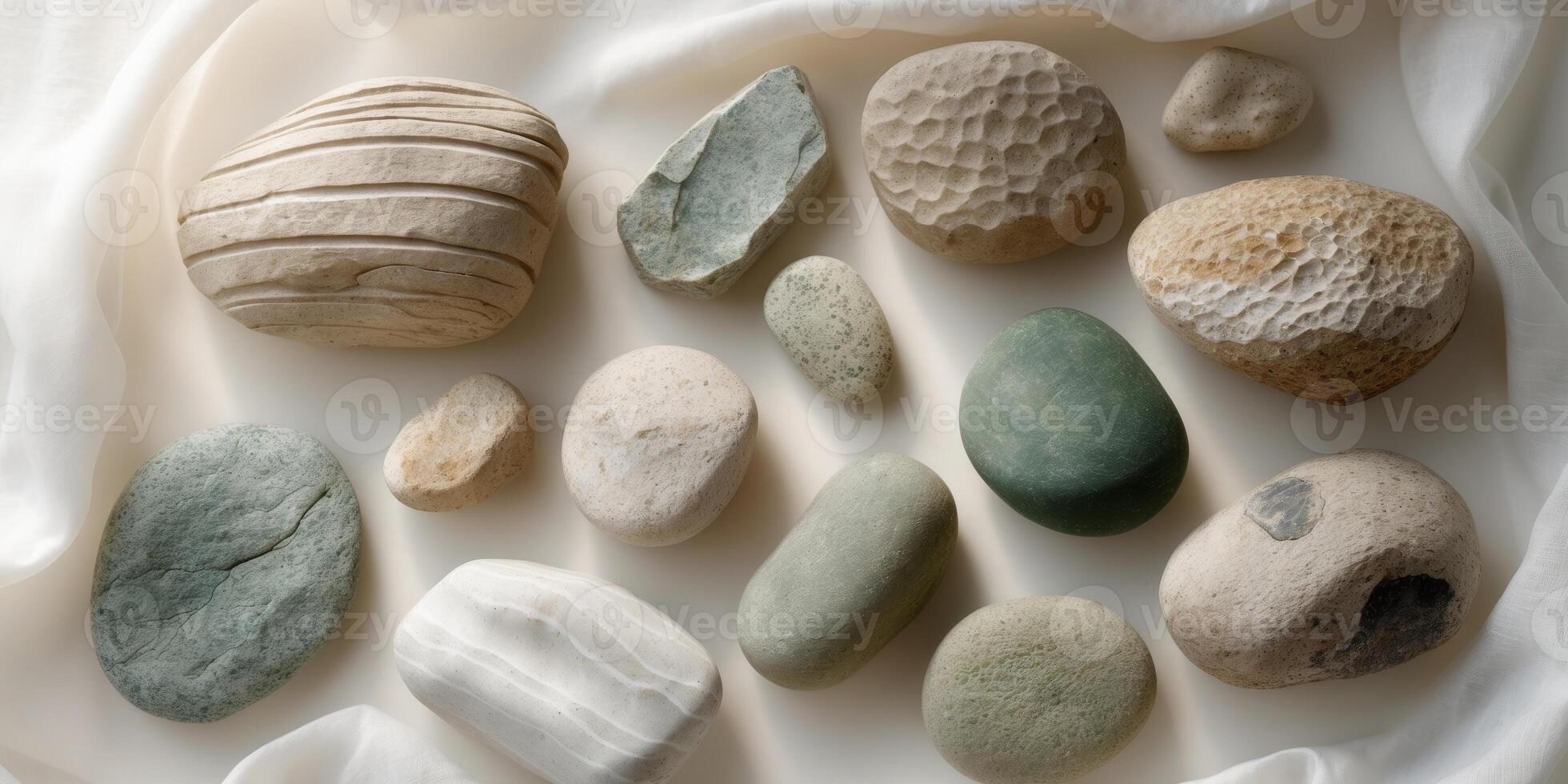 Natural Textured Stones on Light Background for Background Use photo