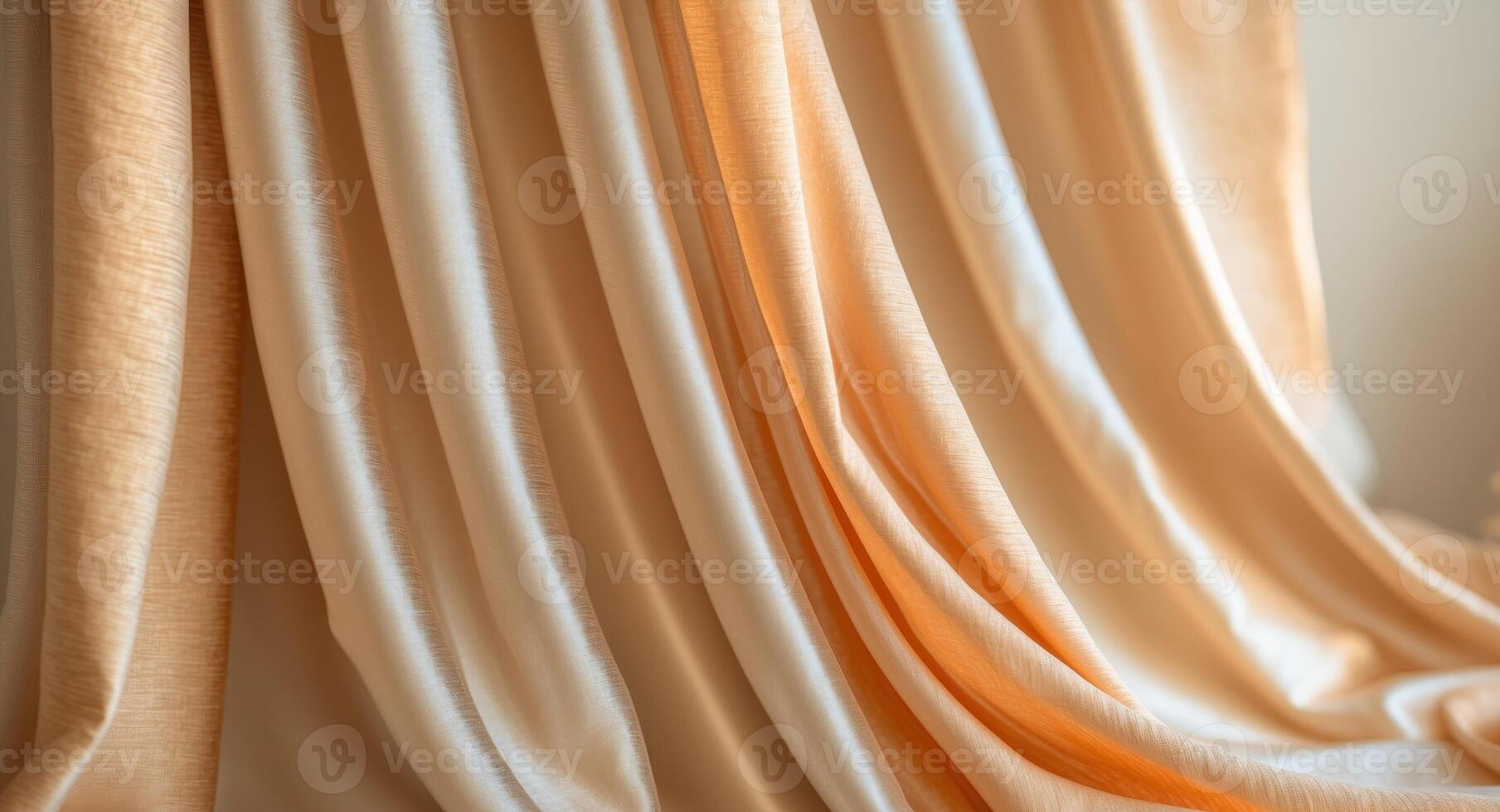 Elegant Drapery with Luxurious Fabric in Soft Gold and Orange Tones photo
