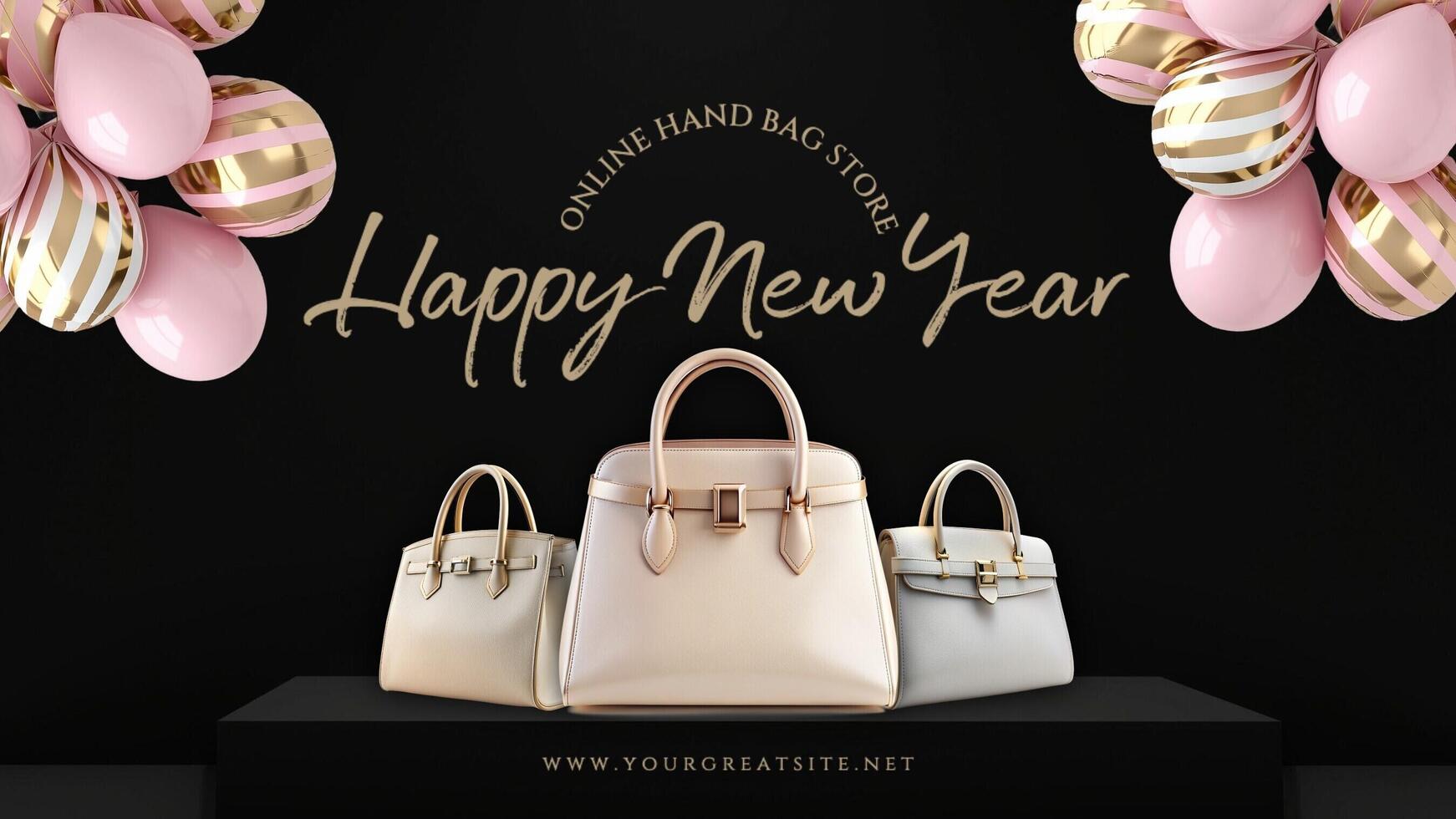 Black Pink Hand Bag E-Commerce New Year Facebook Cover template