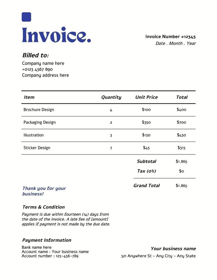 Freelance Graphic Designer Invoice template